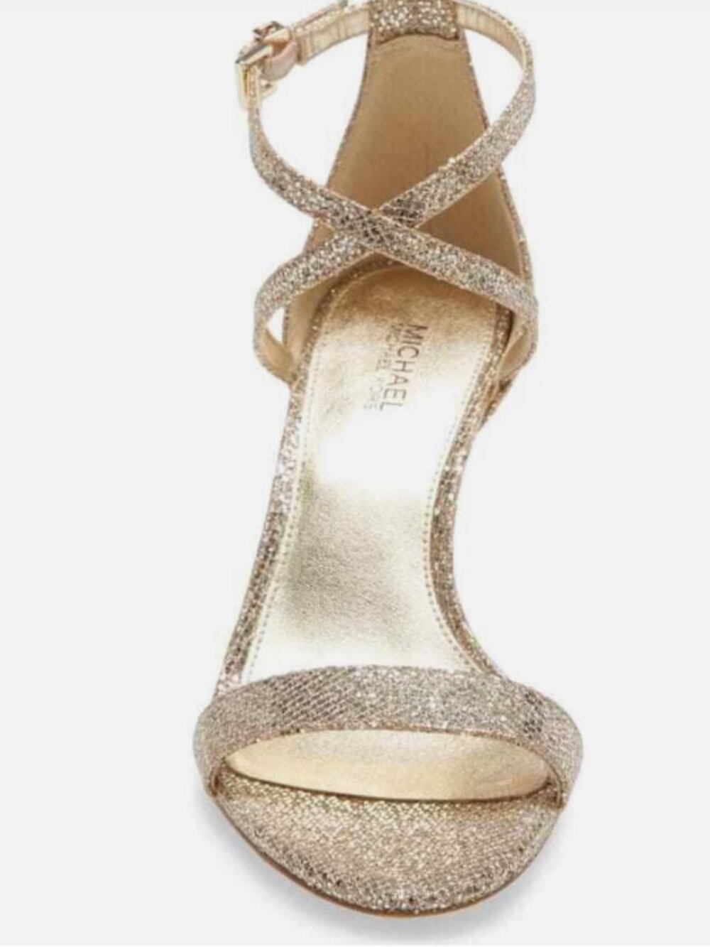 MICHAEL KORS Gold Strappy Heels Sandals Size 7 $195 Retail NEW IN BOX